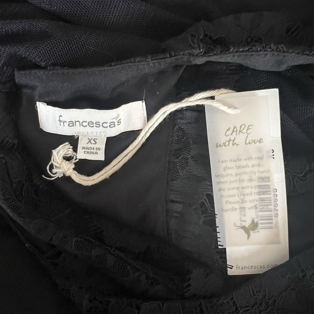 Francesca's Black Lace Open Back Tulle Mini Dress XS Women's NEW Goth Punk Glam - Picture 10 of 10
